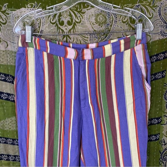 Free People La Paz Slim Crop Multicolored Striped Pants Size 6 - Picture 3 of 16
